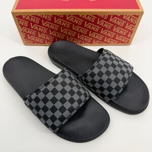 Vans Range Mens Slide On Sandals Slides Checker Dot Black Checkerboard 12